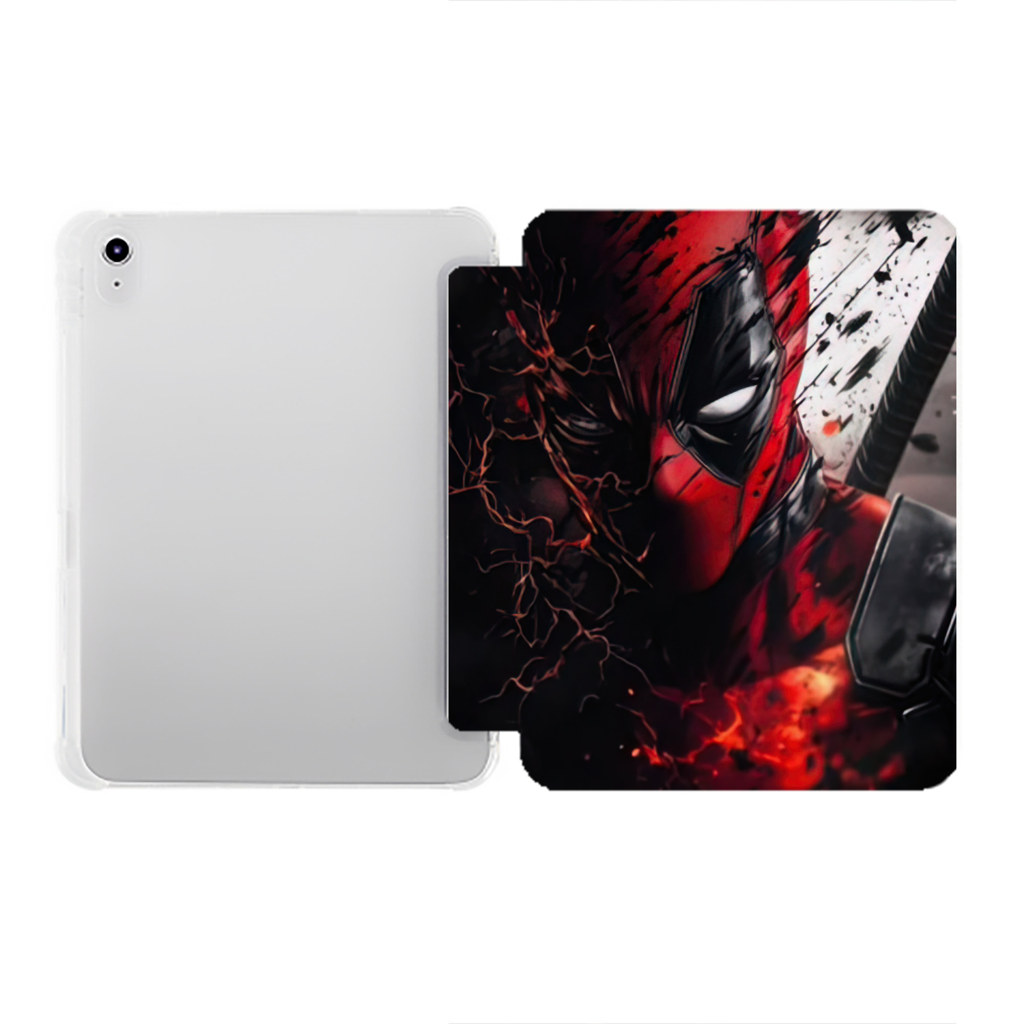 （画像用） Deadpool デッドプール IPad ケース ペン収納付き 三つ折りスタンド PUレザー×シリコン 対応機種9.5/10.5/10.9インチ
